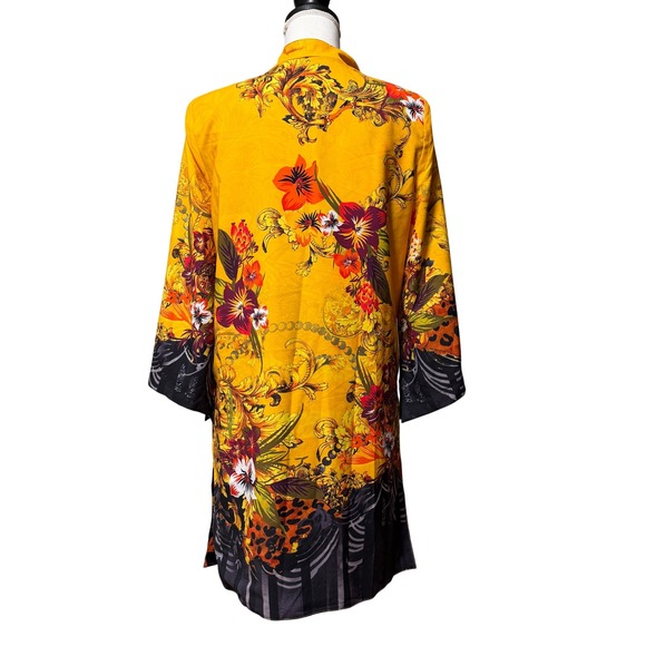 NYGARD Yellow Floral Print Kimono Cardigan Duster Luxury Jacket size S - Picture 2 of 9
